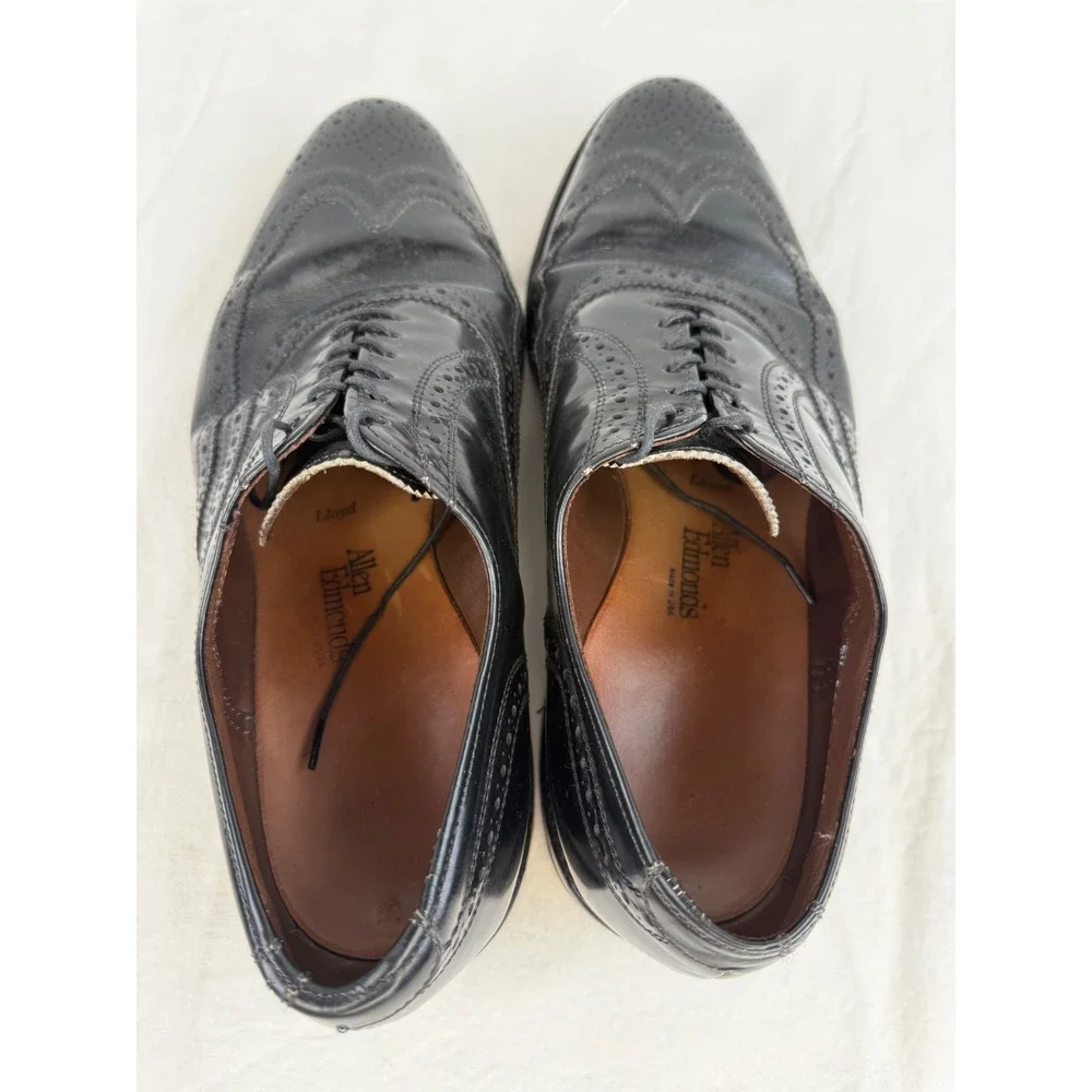 Vintage Allen Edmonds‎ Lloyd Black Leather Wingtip Oxford Dress Shoes Mens 8.5